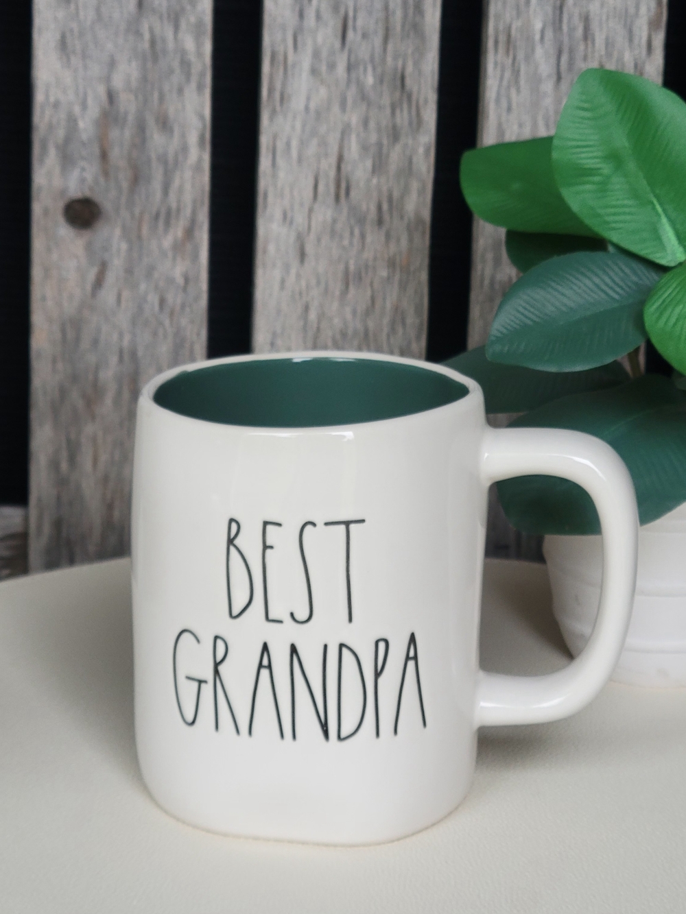 Best Grandpa Ceramic Coffee Mug with Green Interior Rae Dunn